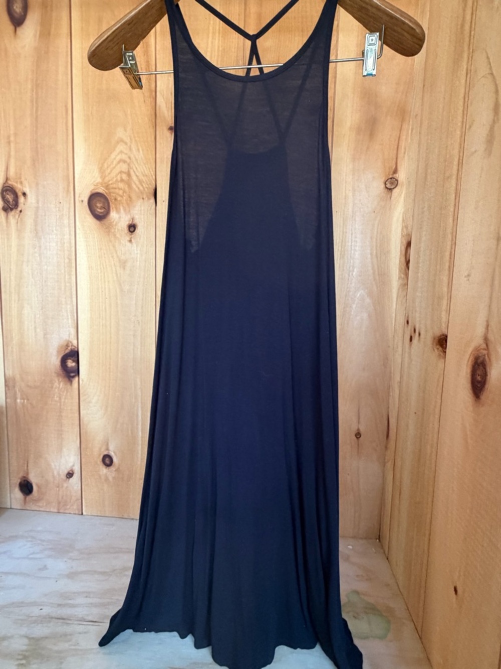 EXPRESS Black Sheer Maxi Dress with Strappy Back SZ M